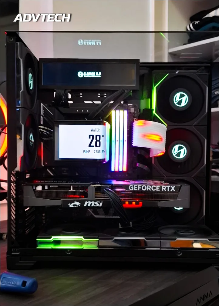 PC Gamer montado recentemente na Zona Sul do Rio de Janeiro, com iluminação RGB e organização de cabos profissional
